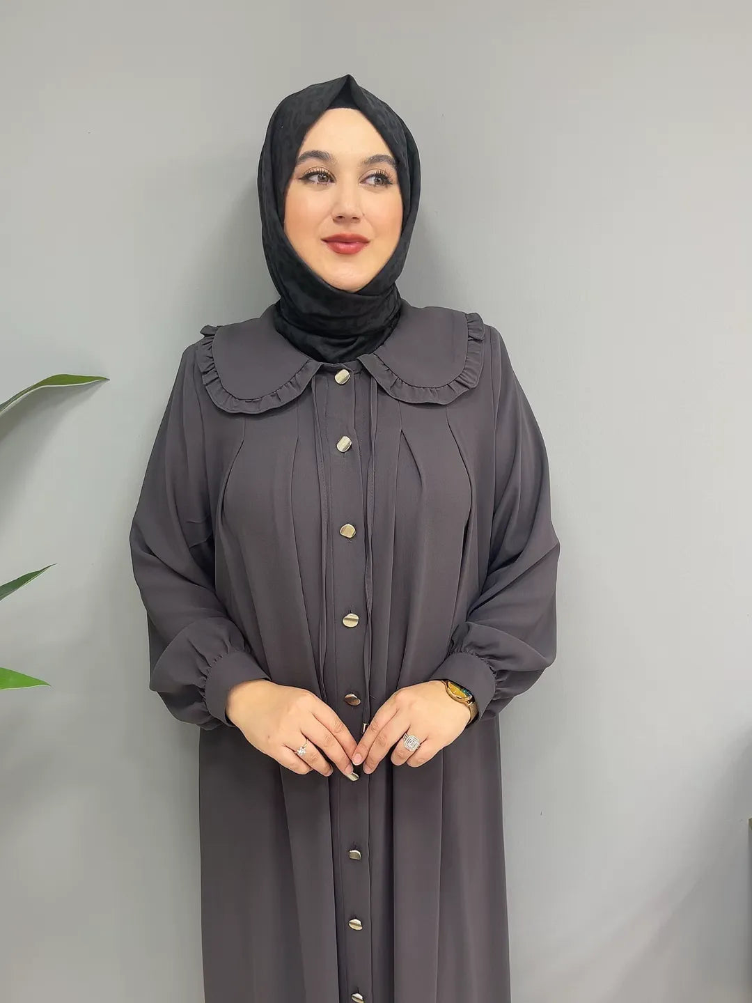 Boydan Düğmeli Bebe Yaka 24352 Ferace