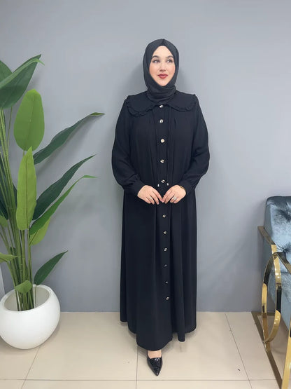 Boydan Düğmeli Bebe Yaka 24352 Ferace