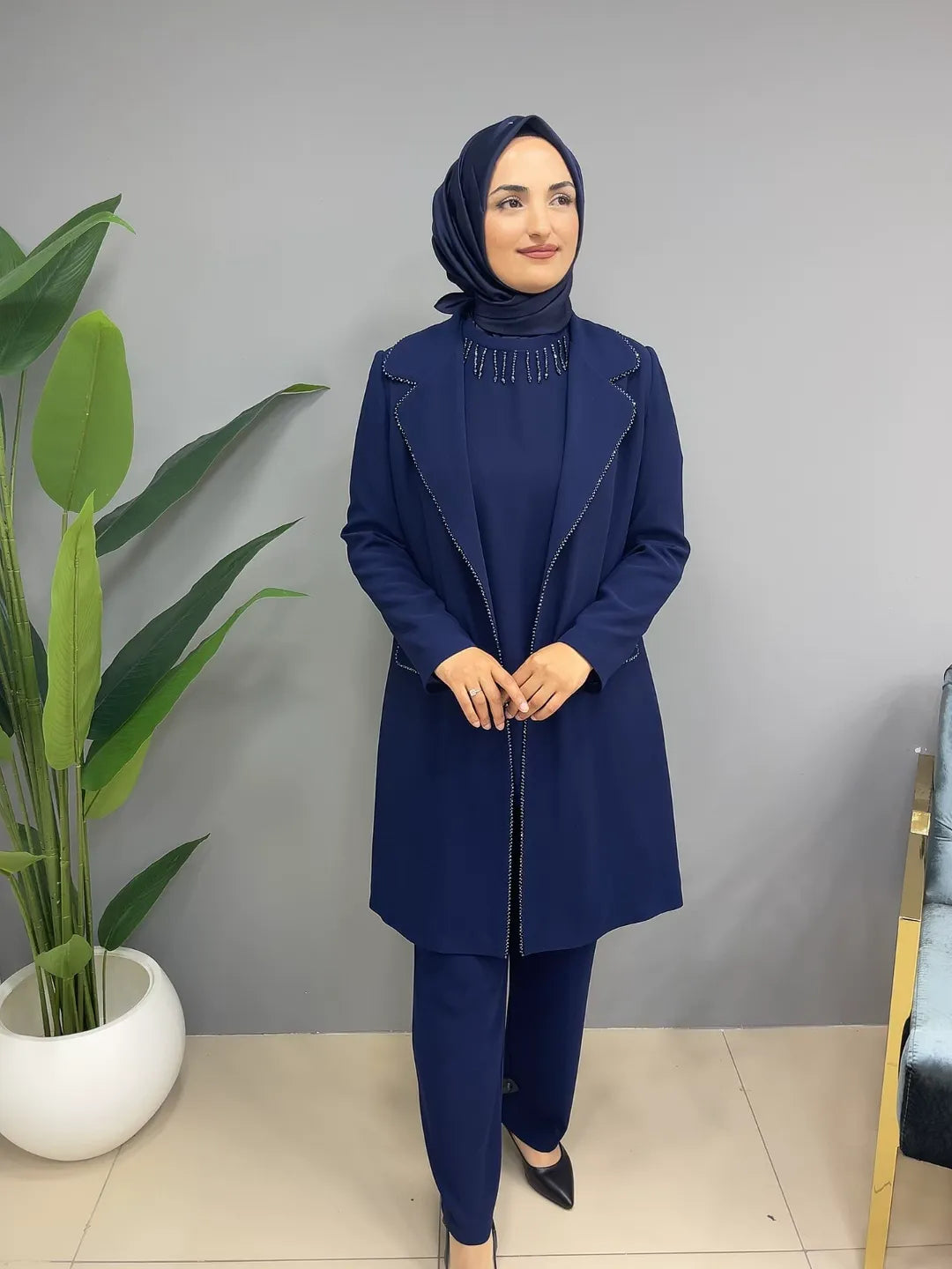 Boncuk Detaylı 2201 Üçlü Takım