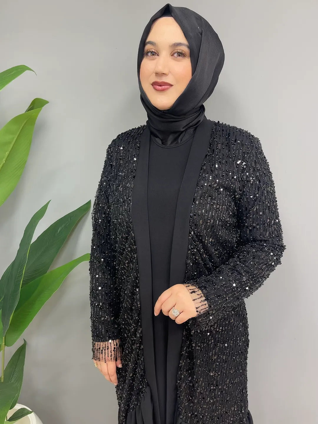 Taş İşleme Detaylı 7517 Abaya