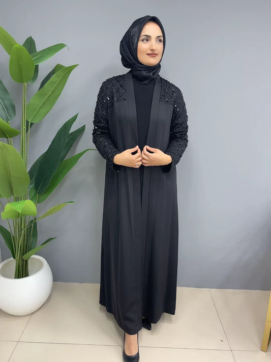 Kol ve Omuz İşlemeli 6249 Abaya