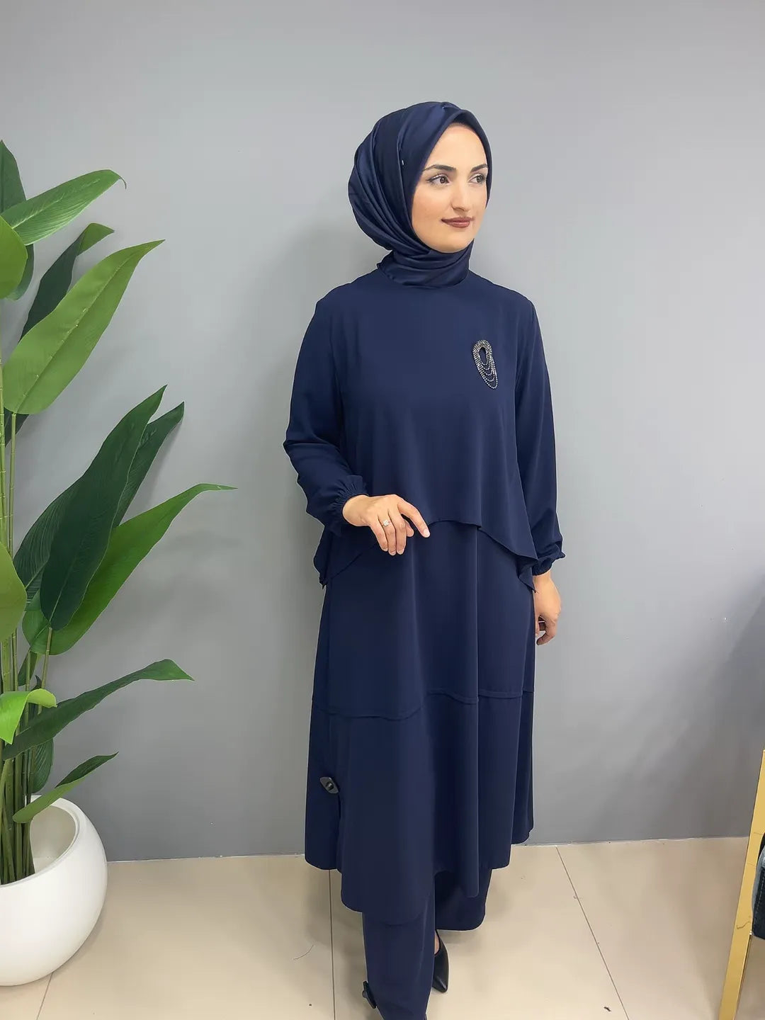 Broş Detaylı 5212 Tunik Takım