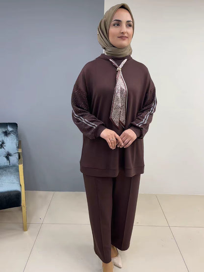 1138 Taşlı Fularlı Takım