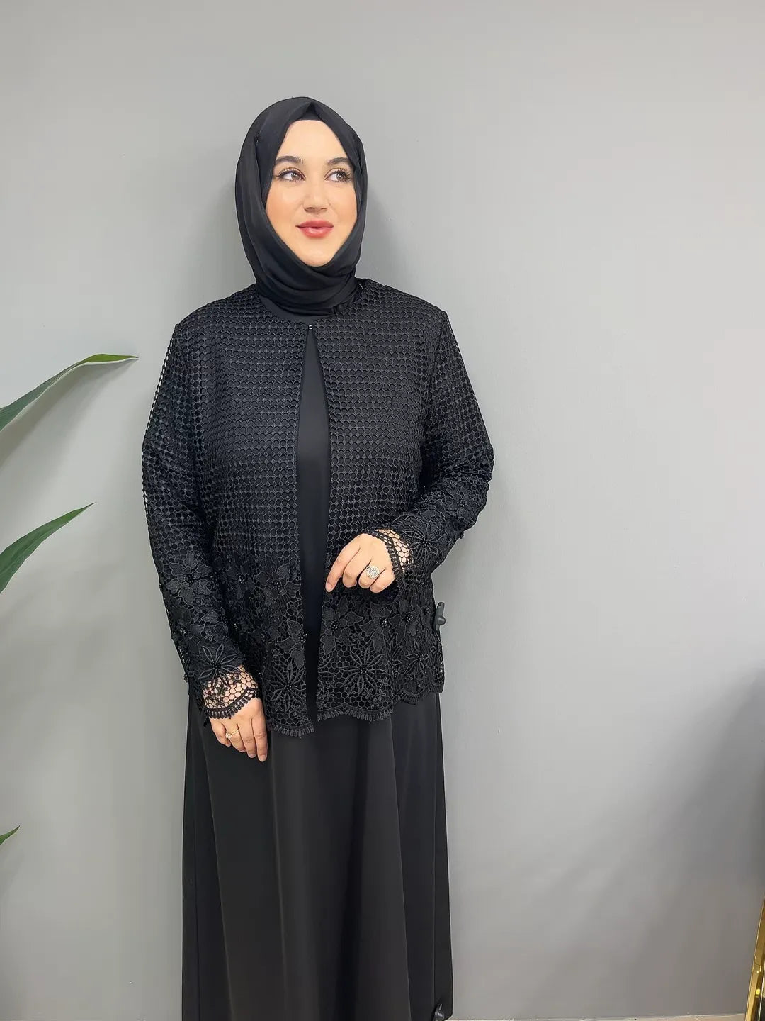 Petek Örgü Detaylı 8078 Abaya