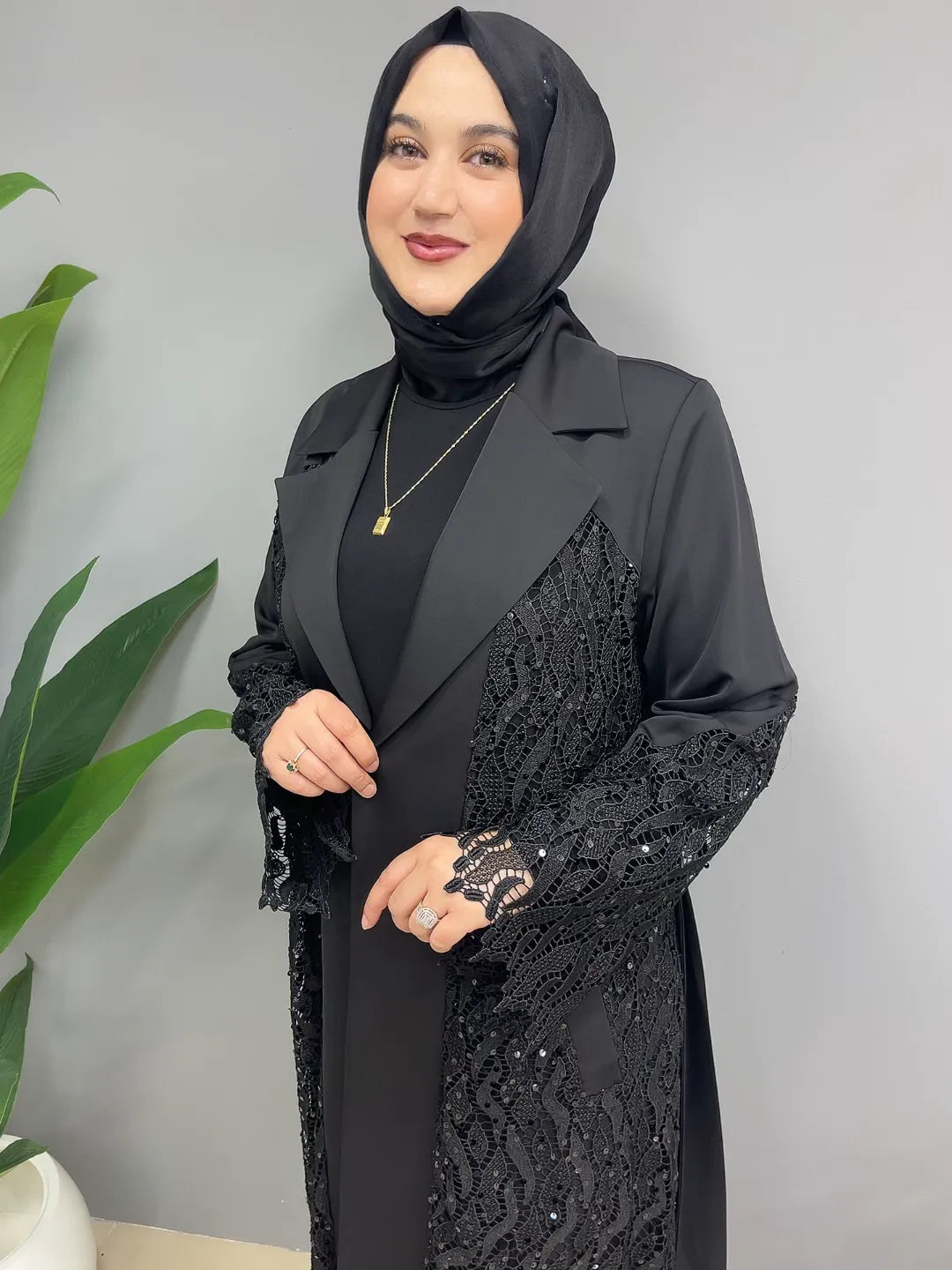 Güpür İşlemeli 6288 Abaya