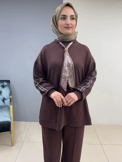 1138 Taşlı Fularlı Takım